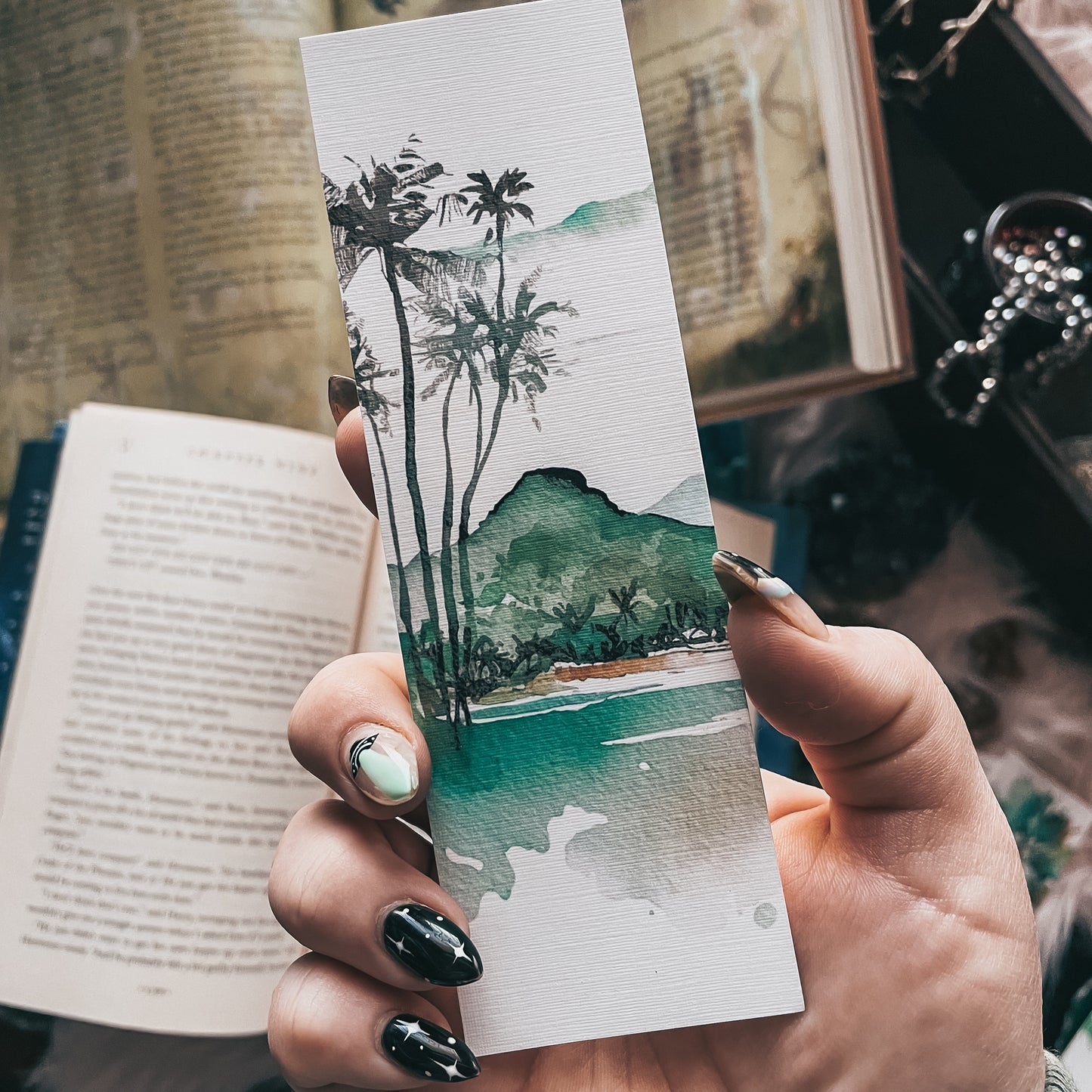Tropical Beach Watercolor Bookmark