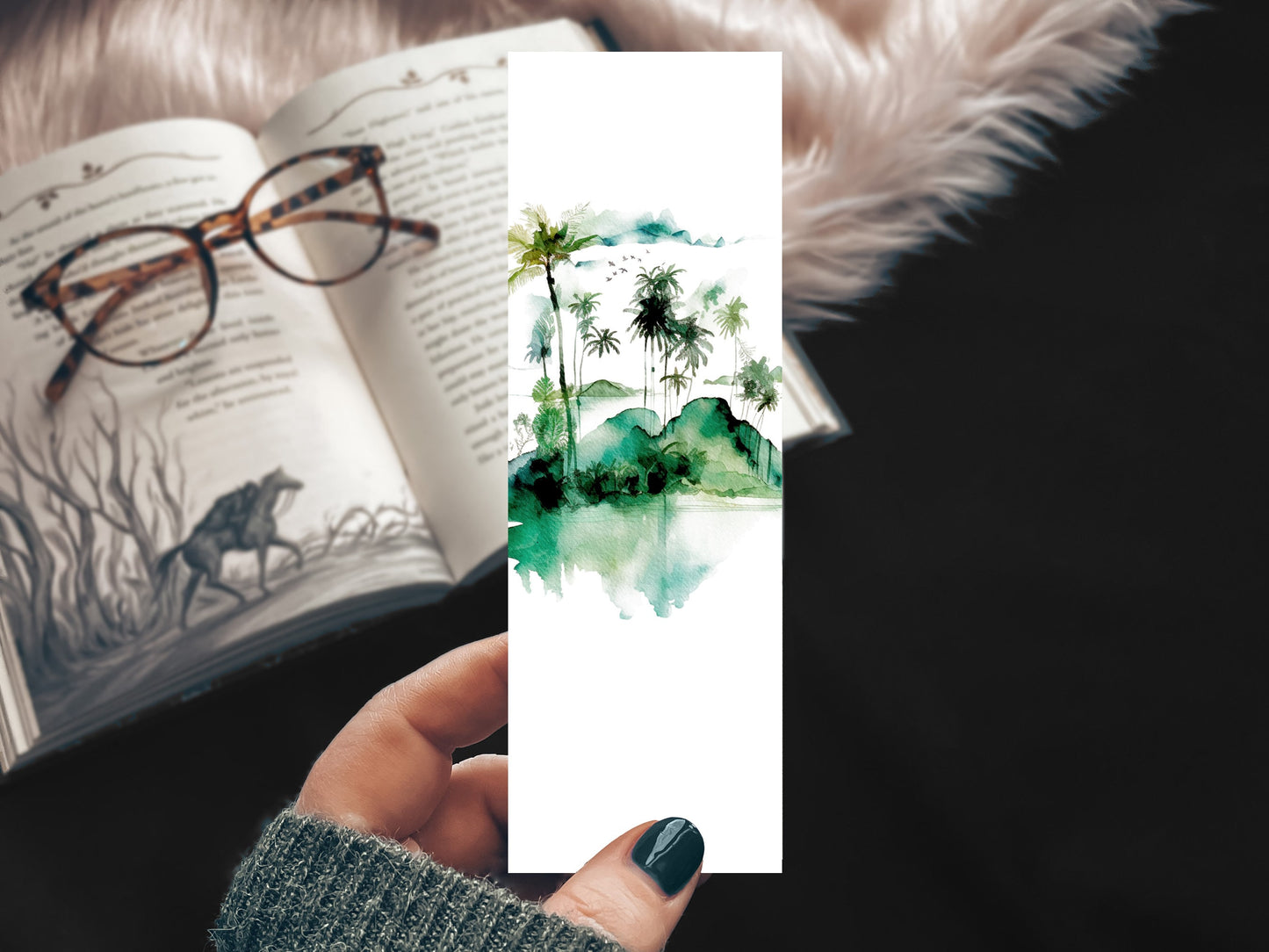 Tropical Island Watercolor Bookmark
