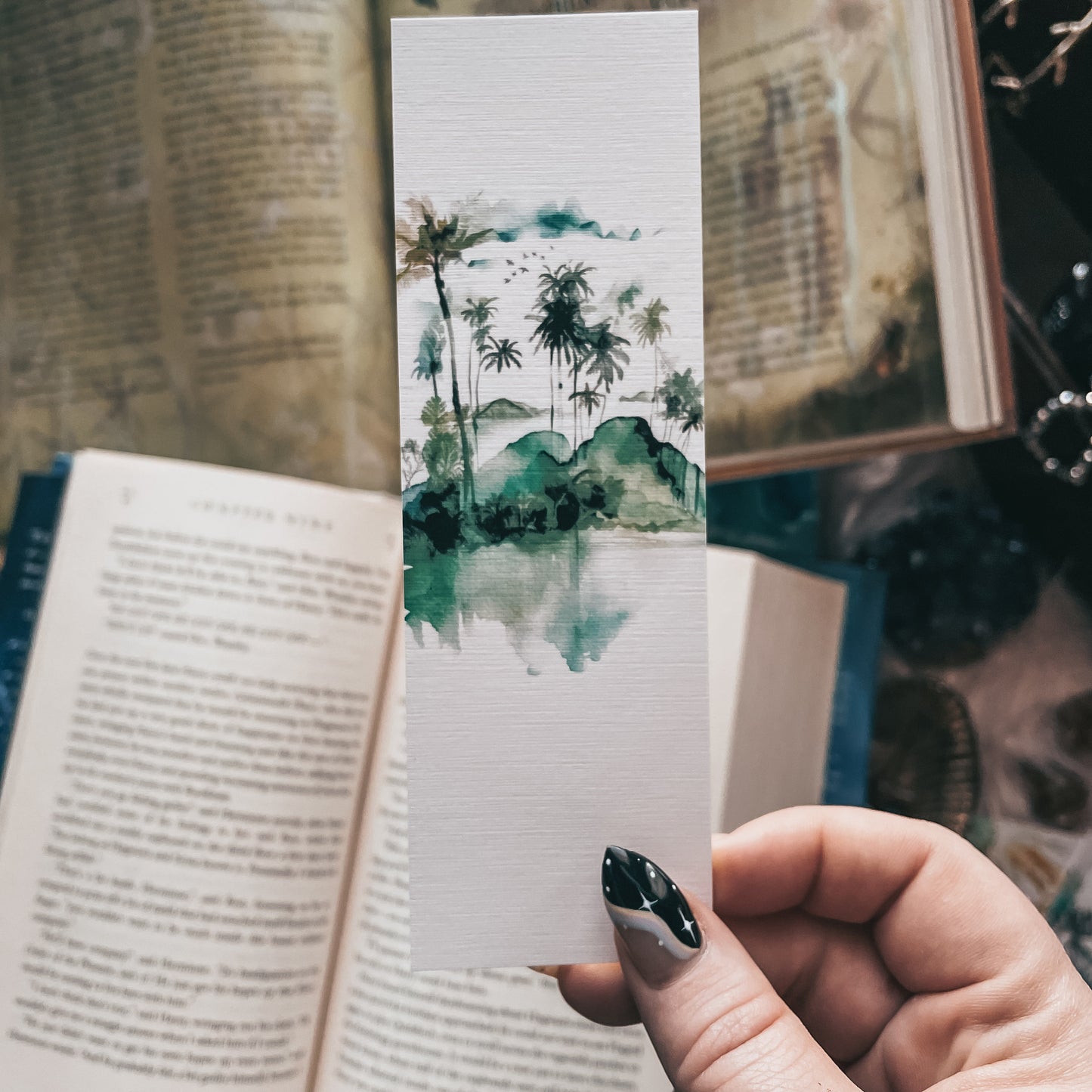 Tropical Island Watercolor Bookmark