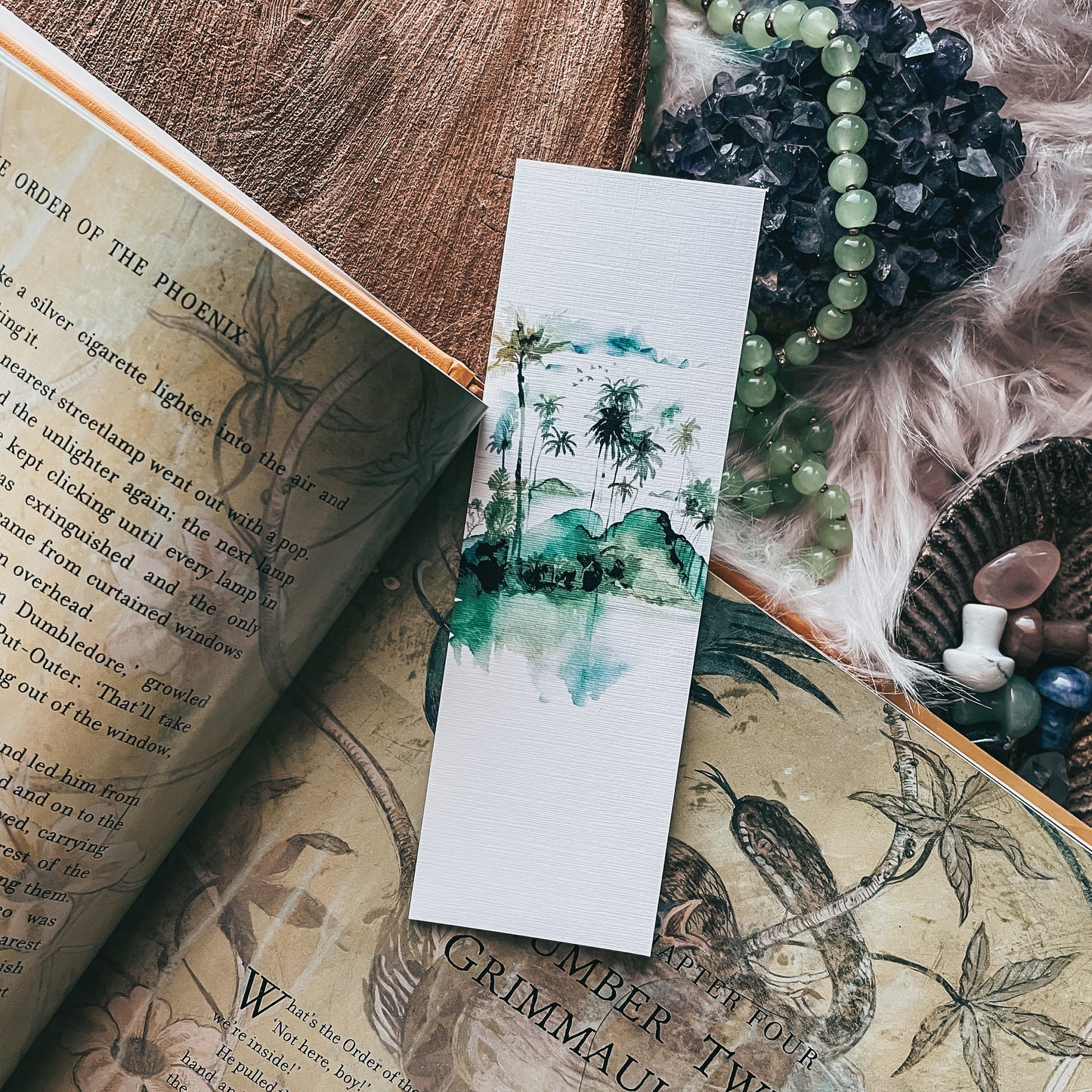 Tropical Island Watercolor Bookmark