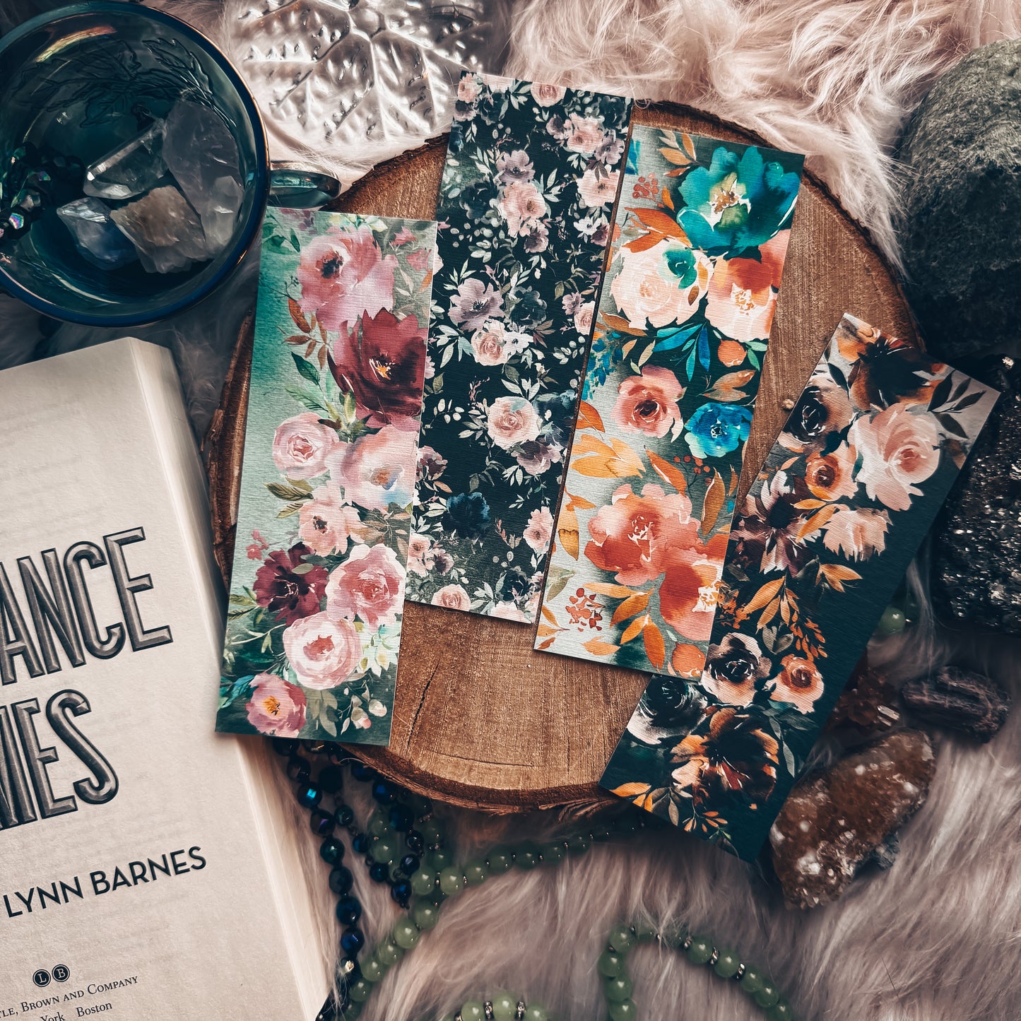 Pink Blooms Bookmark, Floral Mauve Gift for Reader Girly Bookmarks