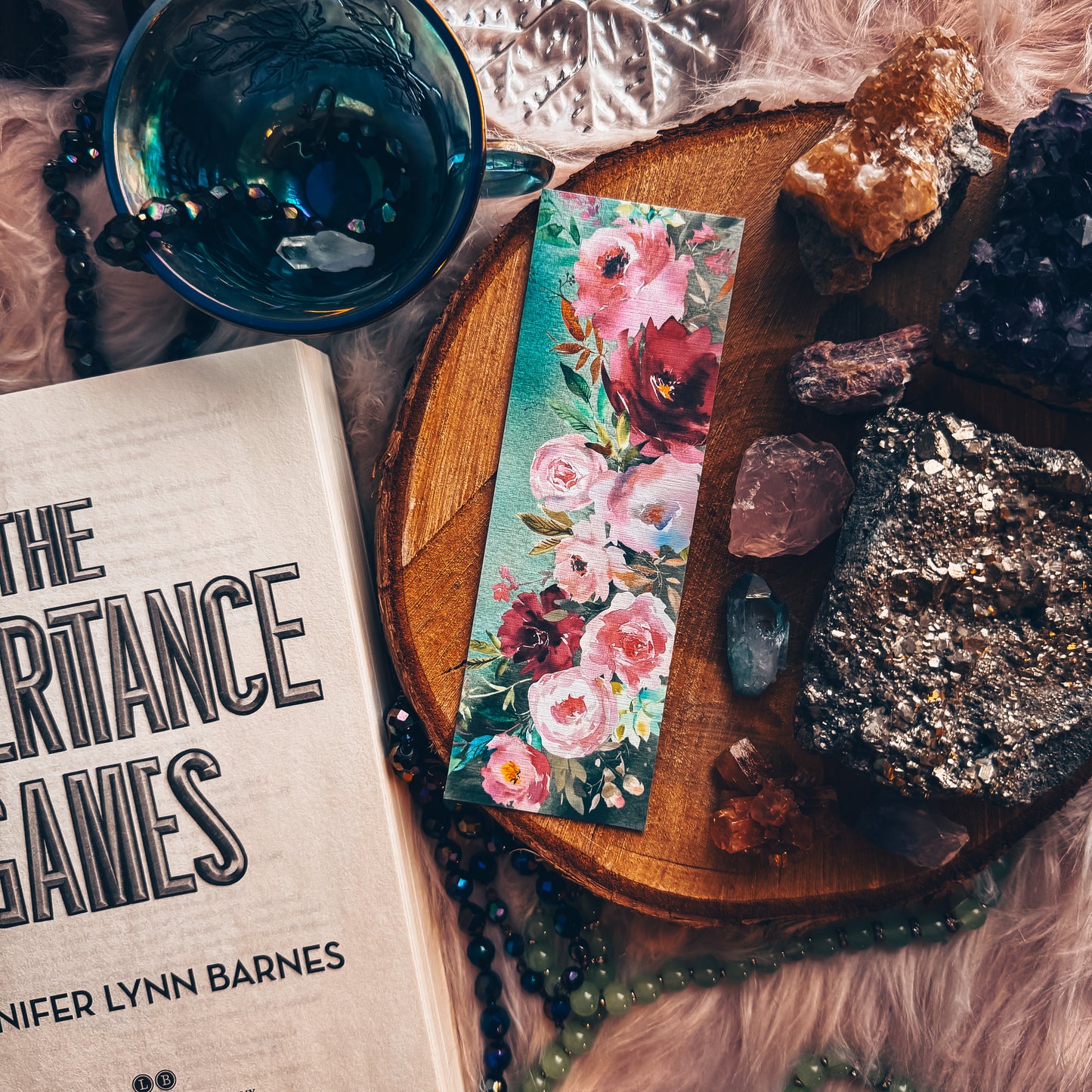 Pink Blooms Bookmark, Floral Mauve Gift for Reader Girly Bookmarks