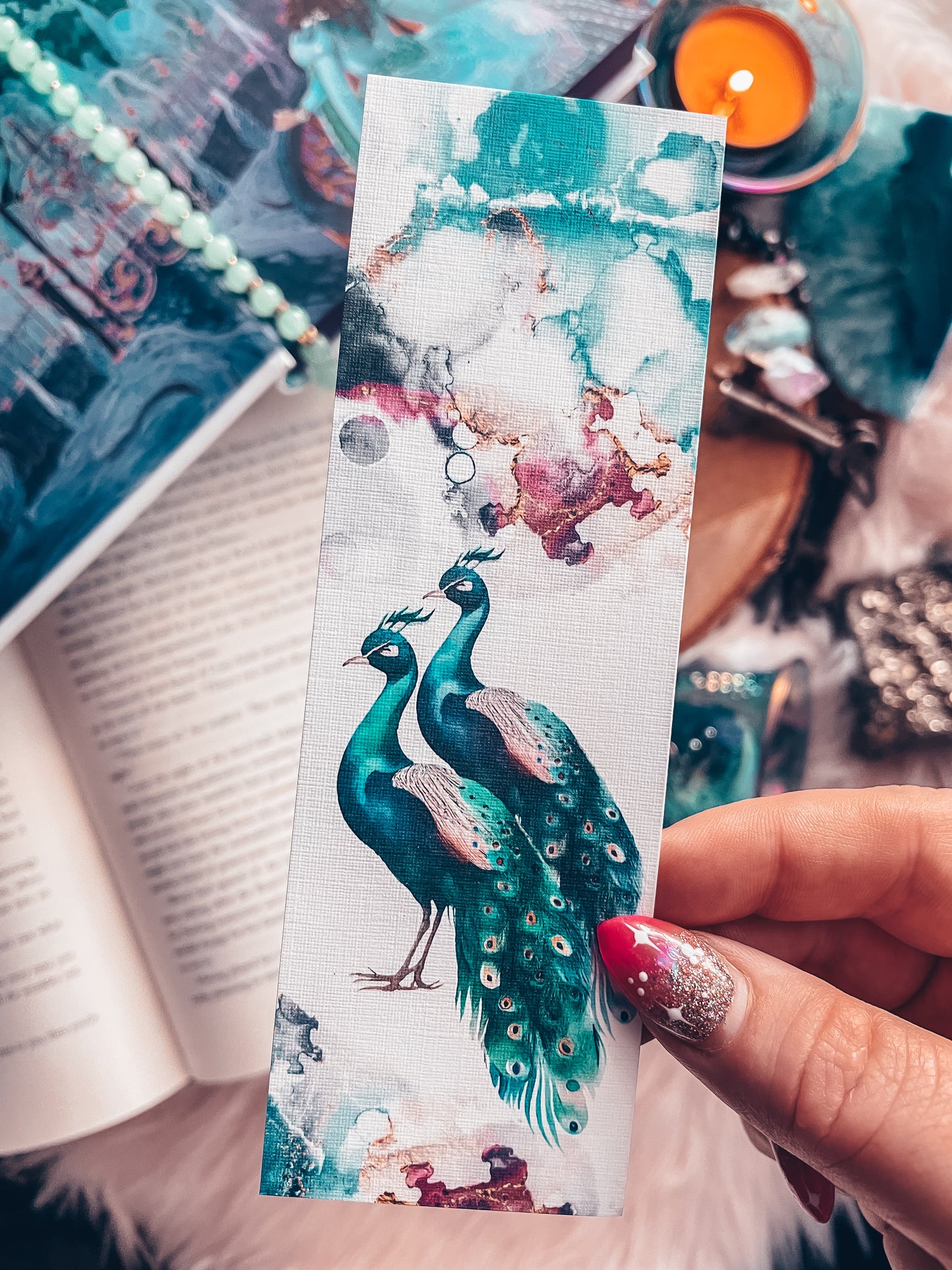 Peacock Watercolor Bookmark
