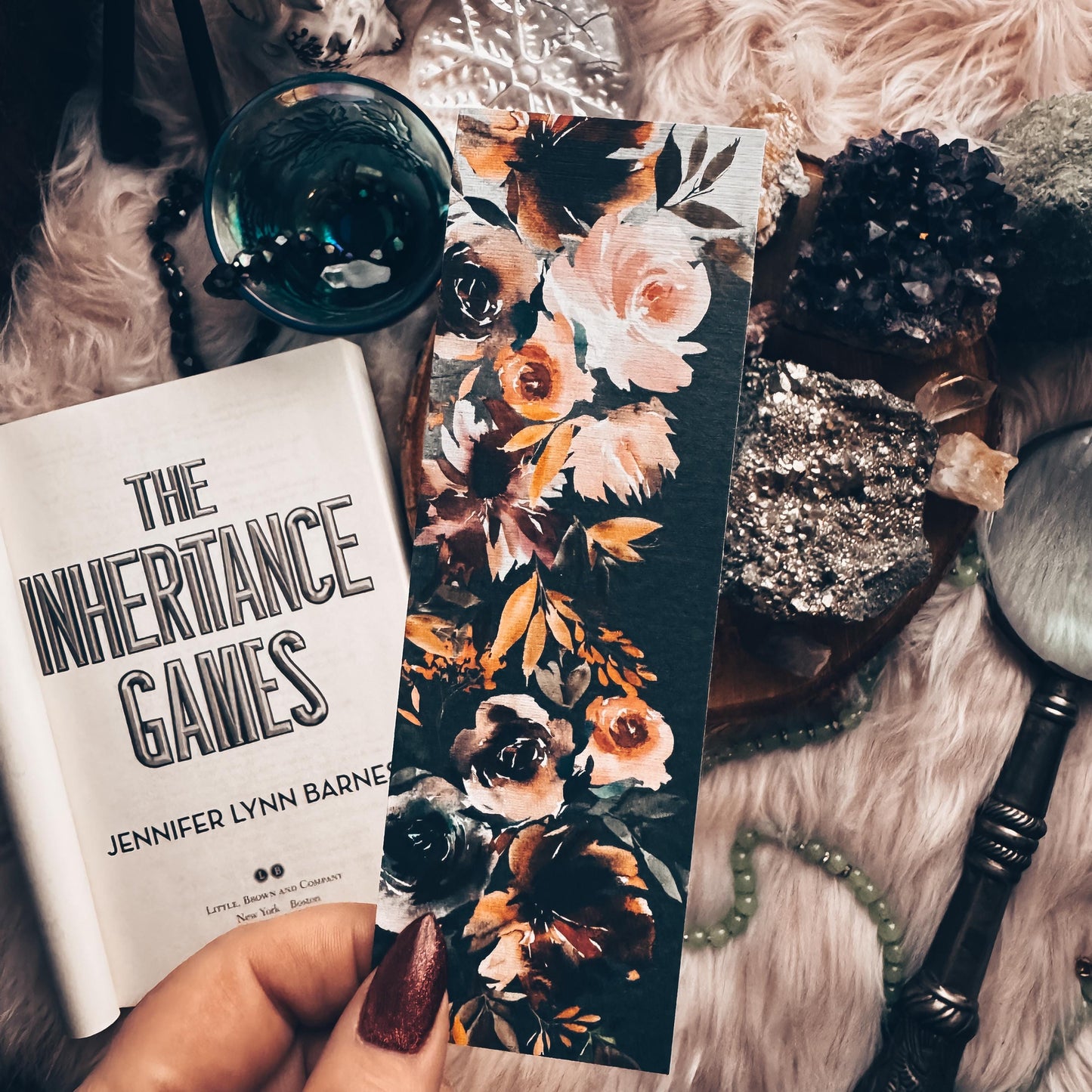 Fall Flowers Bookmark, Gift for Reader Bookmarks, Cozy Romance Reader Gift for Her, Moody Blooms Gift for Sister Linen Pretty Girl Gift