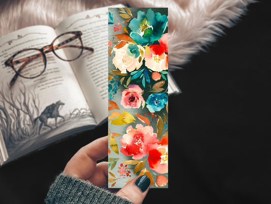 Moody Blooms Bookmark, Floral Gift for Reader Girly Bookmarks, Romance Reader Gift for Her, Gift for Sister Linen Pretty Girl Gift