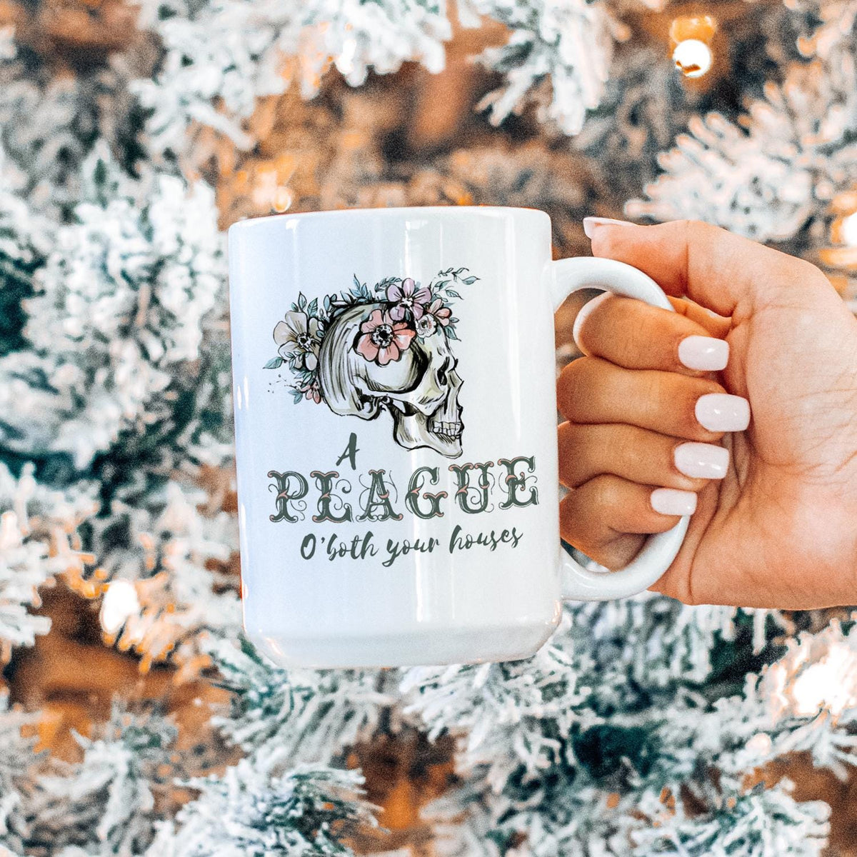 Shakespeare Romeo and Juliet Quote Mug, A Plague o Both Your Houses! Literary Themes Skull Mug, Gift for Book Lover, Theater Drama Teacher
