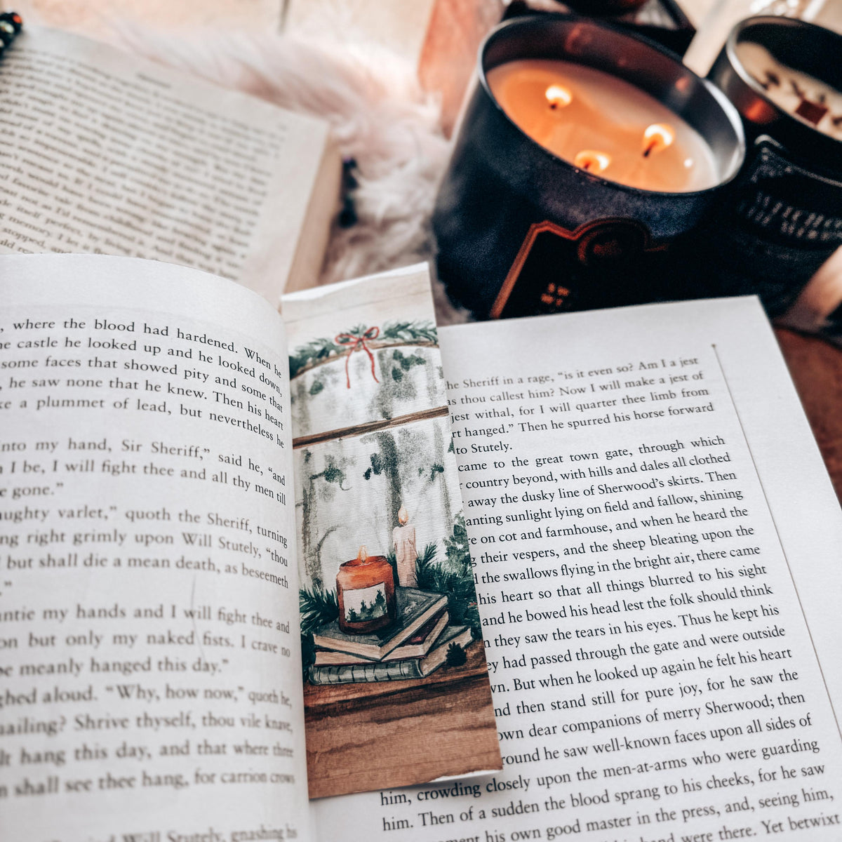 Cozy Christmas Watercolor Bookmark, Holiday Books Reader Handmade Bookmark Set