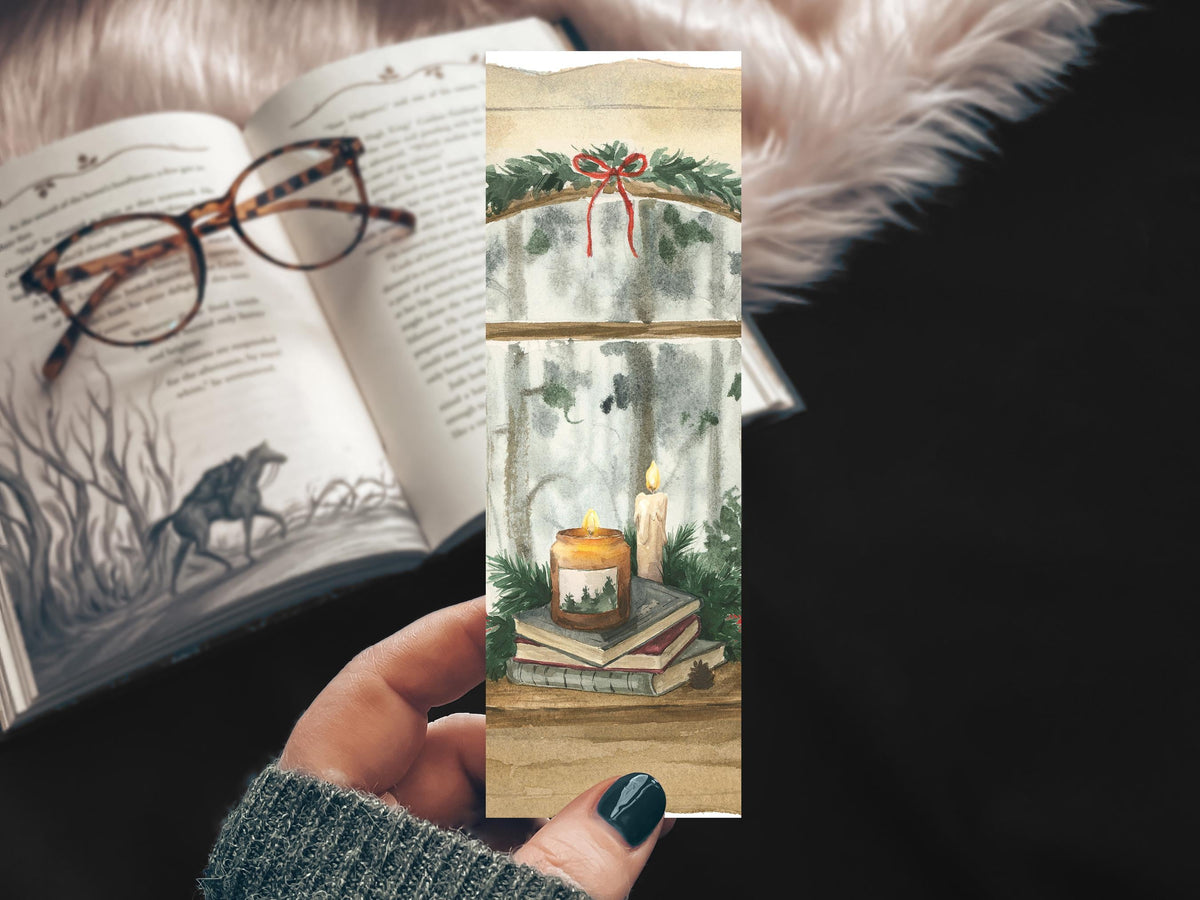 Cozy Christmas Watercolor Bookmark, Holiday Books Reader Handmade Bookmark Set