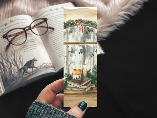 Cozy Christmas Watercolor Bookmark, Holiday Books Reader Handmade Bookmark Set