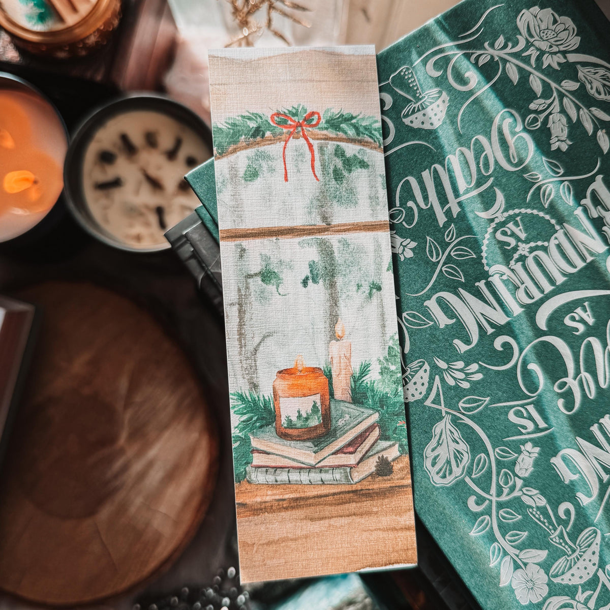 Cozy Christmas Watercolor Bookmark, Holiday Books Reader Handmade Bookmark Set