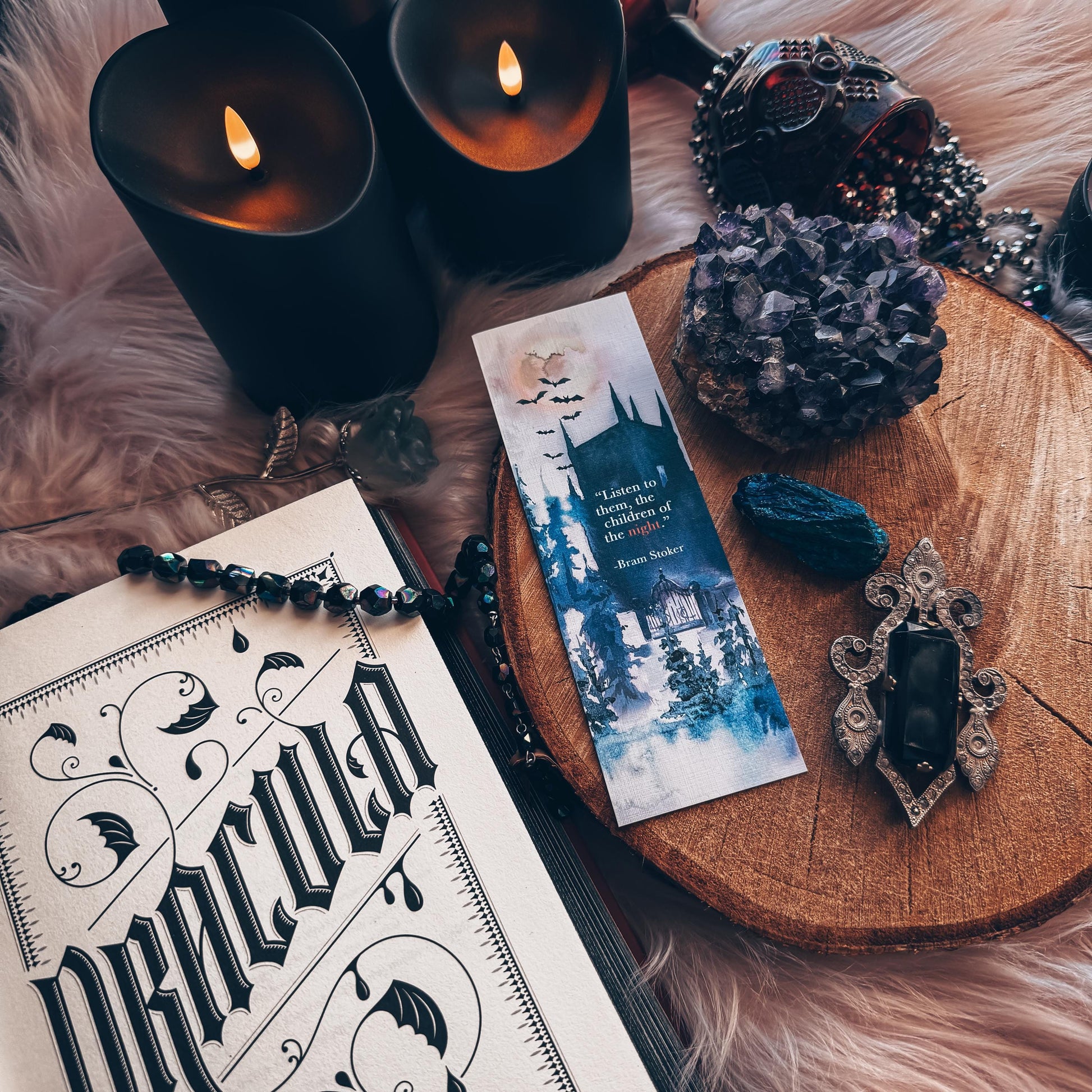 Dracula Watercolor Quote Bookmark, Vampire Romance Classic Literature Book Lover Gift, Card Stock Handmade Bookmarks