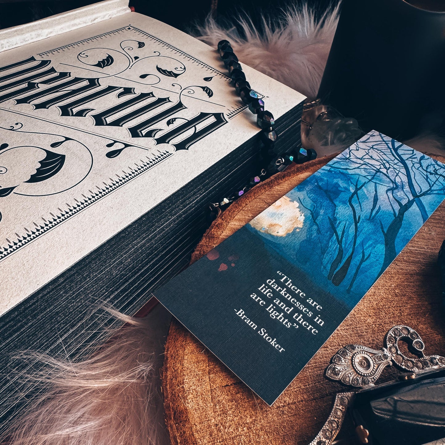 Dracula Watercolor Quote Bookmark, Vampire Romance Classic Literature Book Lover Gift, Card Stock Handmade Bookmarks