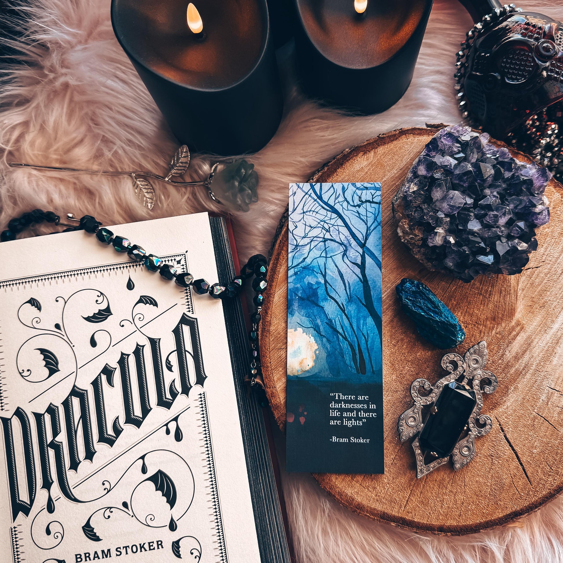 Dracula Watercolor Quote Bookmark, Vampire Romance Classic Literature Book Lover Gift, Card Stock Handmade Bookmarks