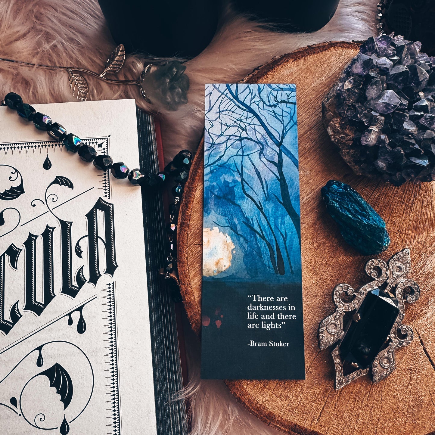 Dracula Watercolor Quote Bookmark, Vampire Romance Classic Literature Book Lover Gift, Card Stock Handmade Bookmarks
