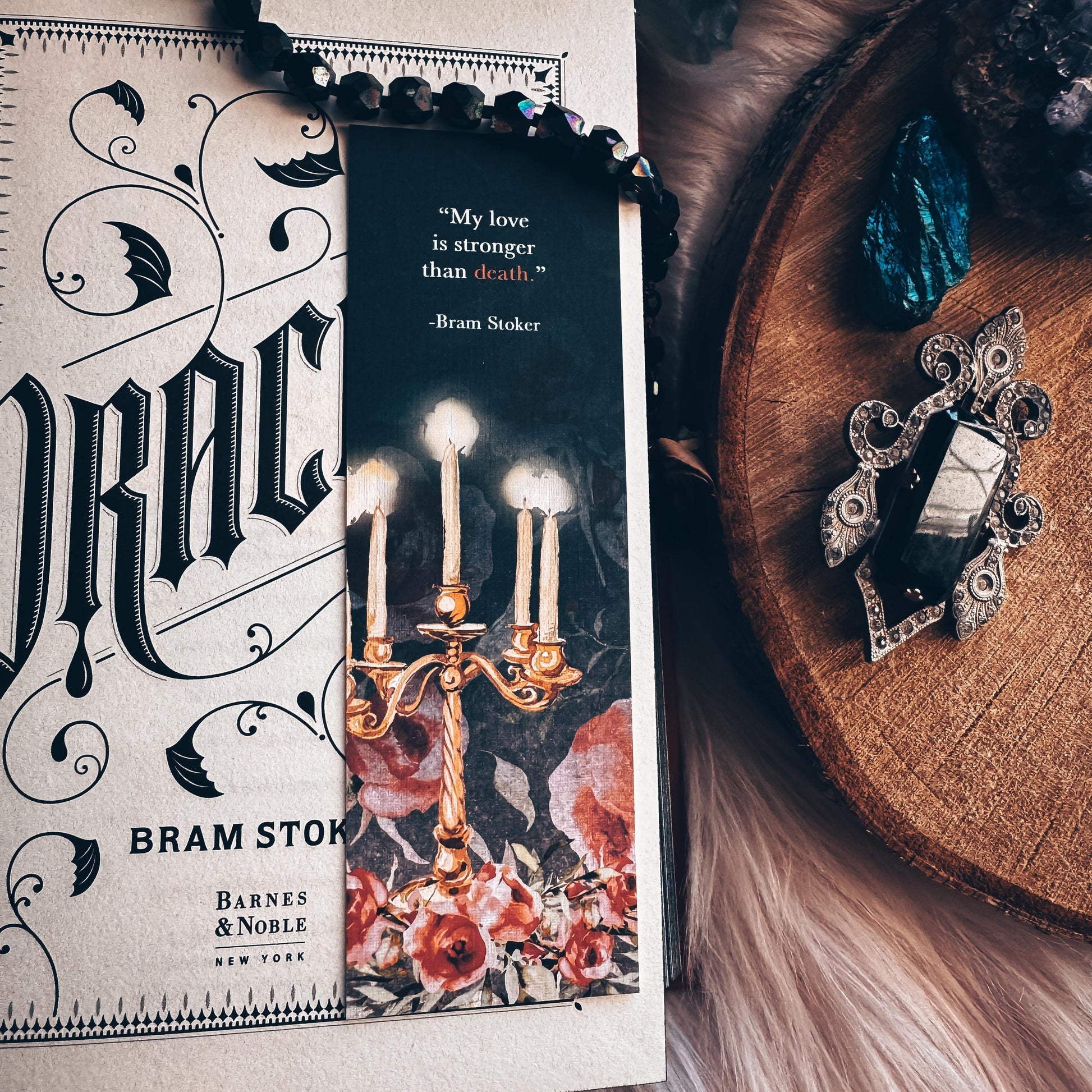 Bram Stoker's Dracula Quote Bookmark, Handmade Vampire Romance Classic Literature Book Lover Gift, Gothic Roses Print