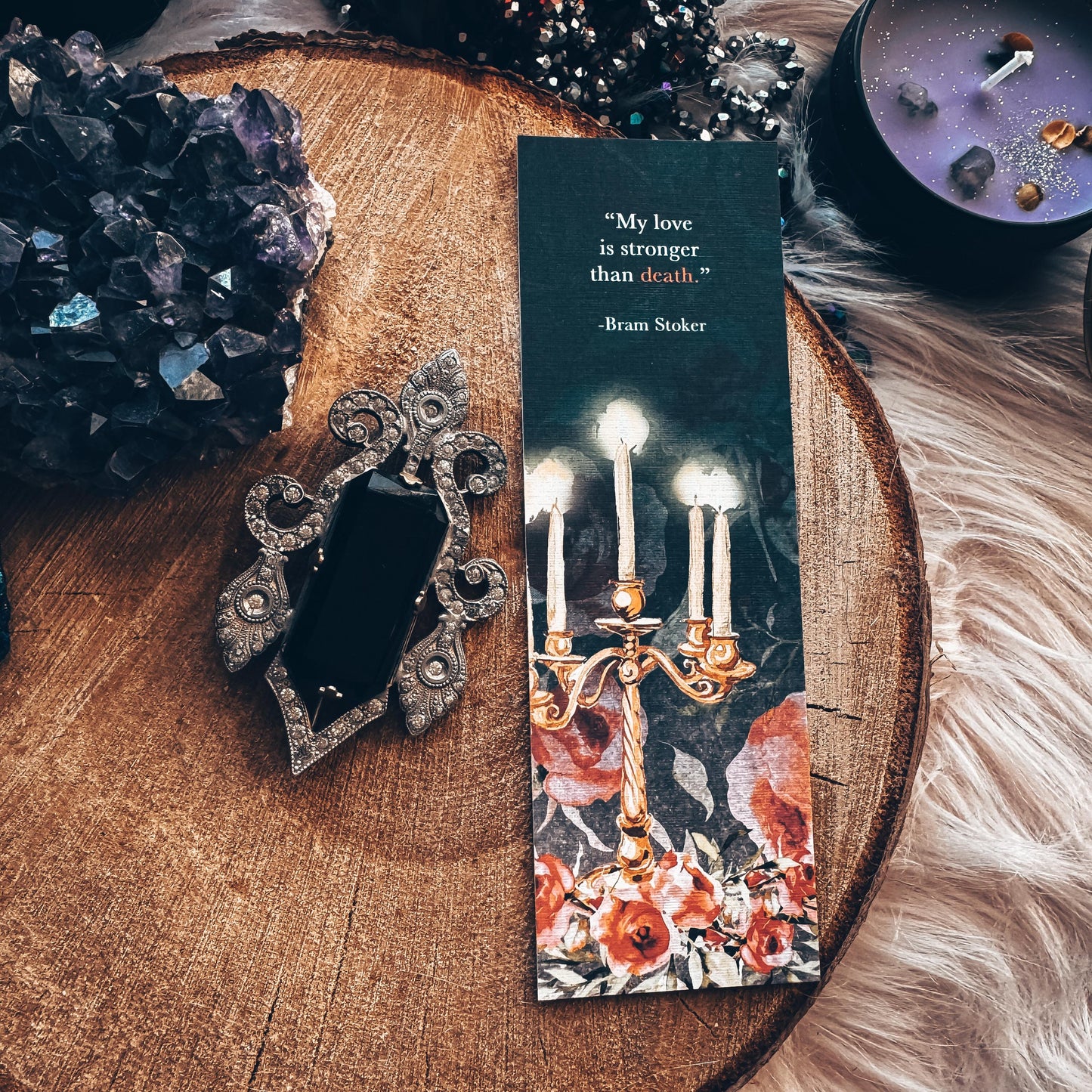 Bram Stoker's Dracula Quote Bookmark, Handmade Vampire Romance Classic Literature Book Lover Gift, Gothic Roses Print