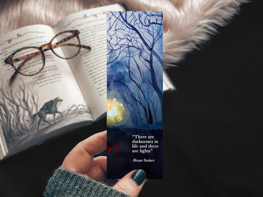 Dracula Watercolor Quote Bookmark, Vampire Romance Classic Literature Book Lover Gift, Card Stock Handmade Bookmarks