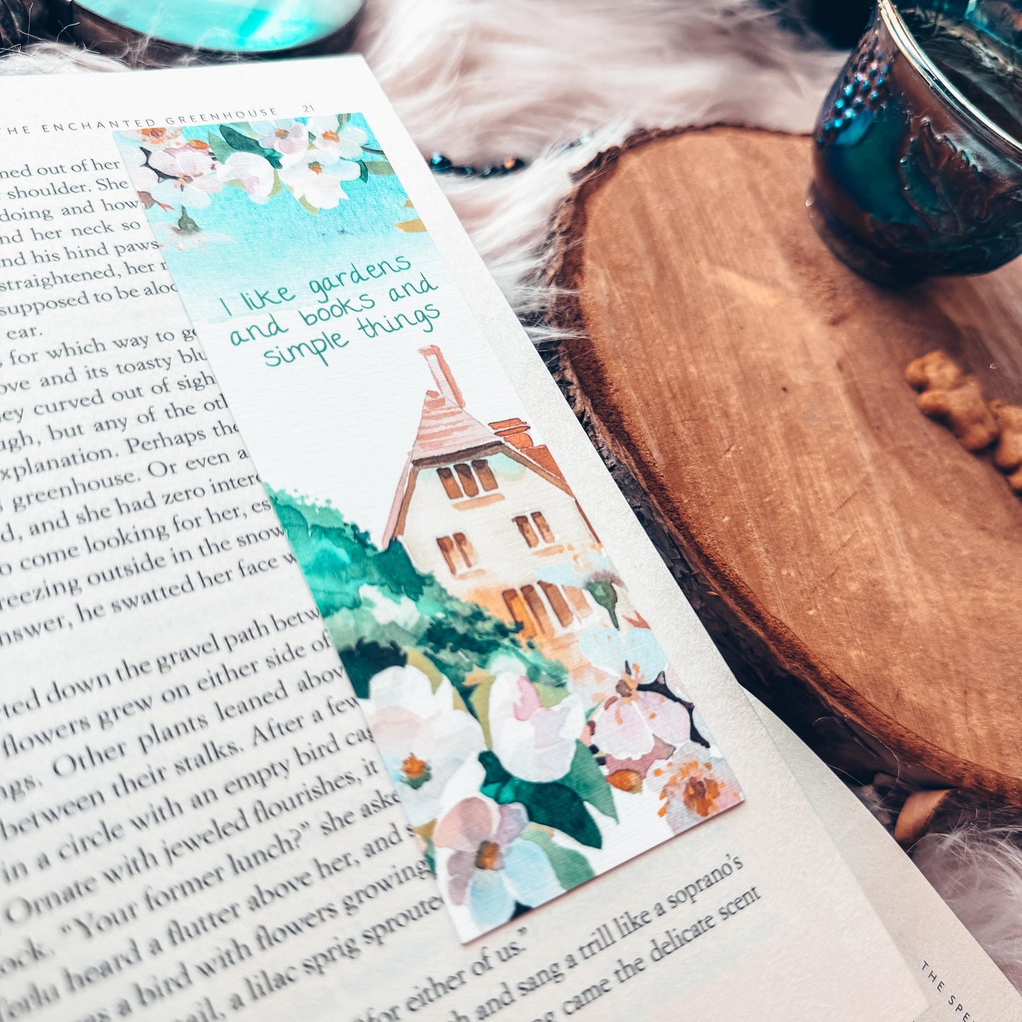 Handmade Watercolor Bookmark, Floral Cottage Garden Art, Reader Gift