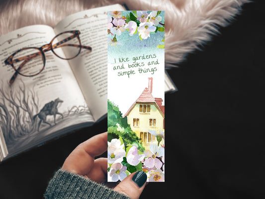 Handmade Watercolor Bookmark, Floral Cottage Garden Art, Reader Gift