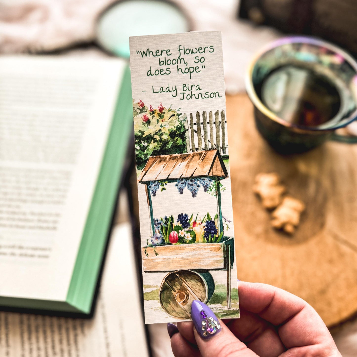 Spring Garden Printable Bookmark Set, Instant Download Print at Home Bookmarks, Cottagecore Floral Bookish Prints