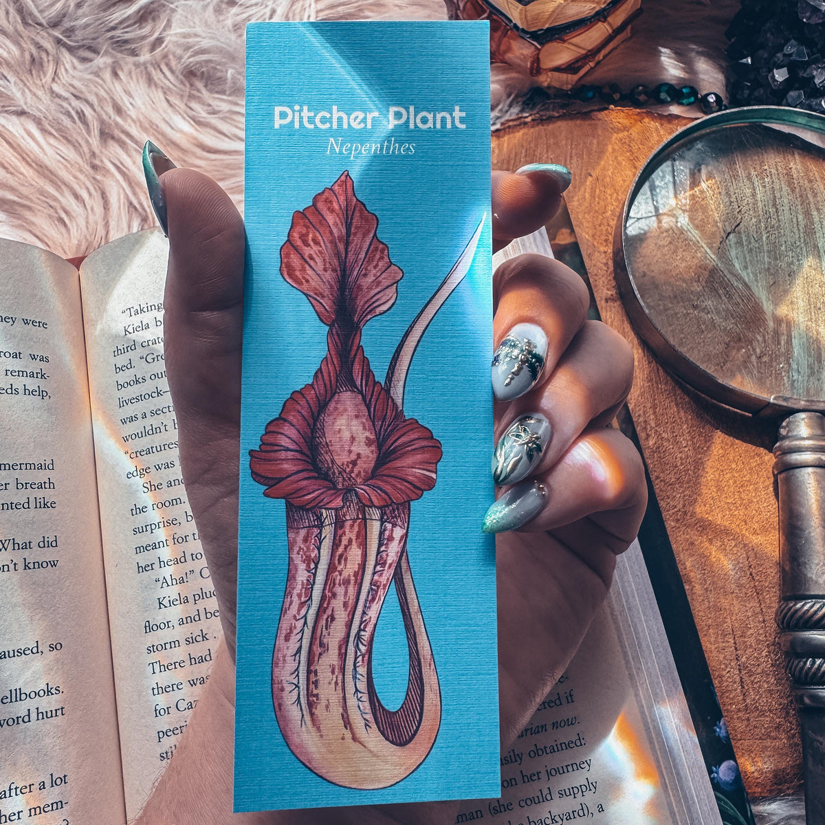 Pitcher Plant Handmade Bookmark, Carnivorous Plant Watercolor Gift for Reader, Exotic Plant Parent Set of Bookmarks