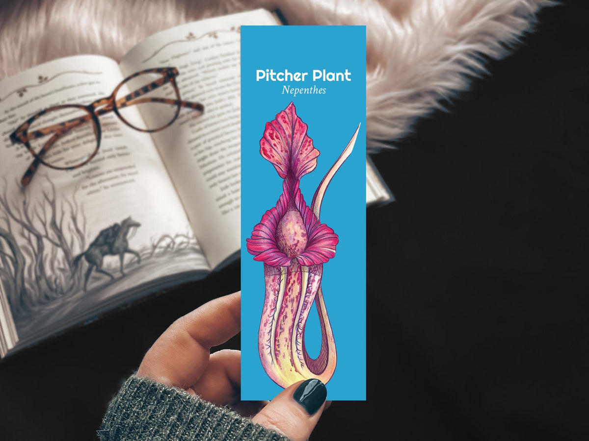 Pitcher Plant Handmade Bookmark, Carnivorous Plant Watercolor Gift for Reader, Exotic Plant Parent Set of Bookmarks