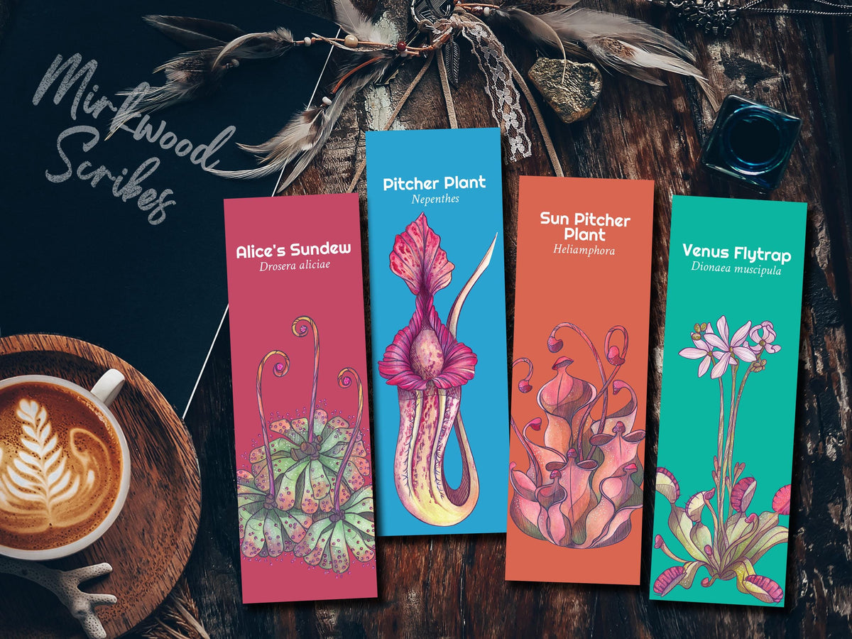 Carnivorous Plants Printable Bookmark Set, Instant Download Print at Home Bookmarks, Venus Flytrap Scientific Name Illustration
