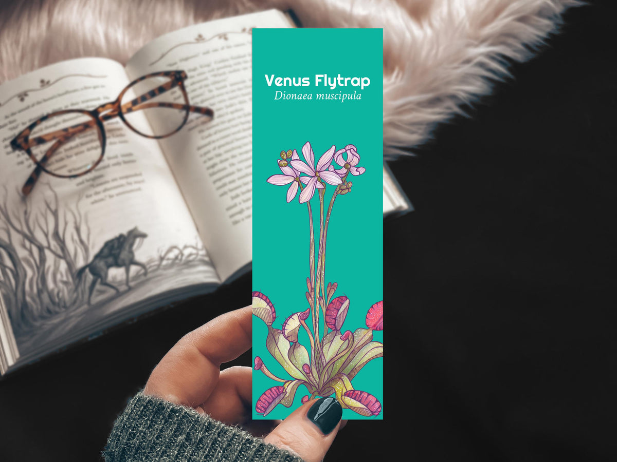 Venus Flytrap Handmade Bookmark, Carnivorous Plant Watercolor Gift for Reader, Exotic Plant Parent Set of Bookmarks