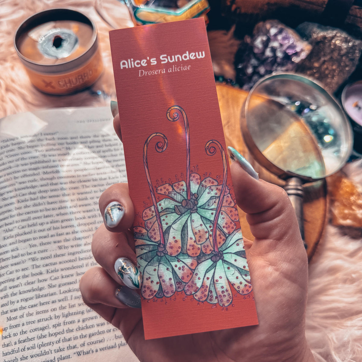 Carnivorous Plant Handmade Bookmark, Alice's Sundew Watercolor Gift for Reader, Exotic Plant Parent Set of Bookmarks