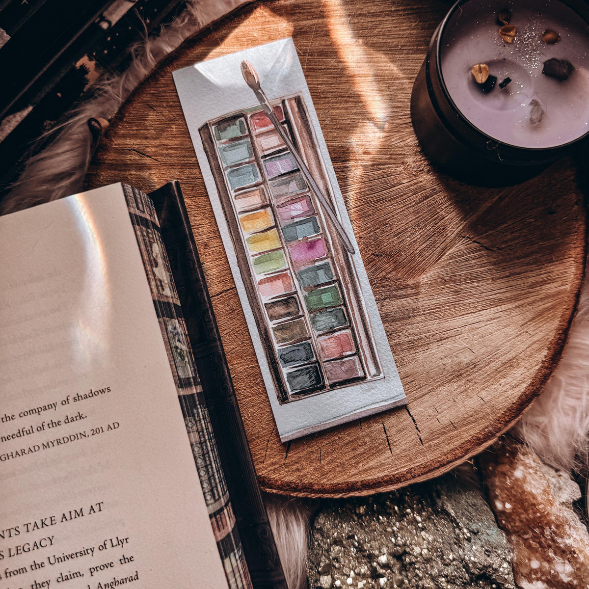 Watercolor Paint Set Handmade Bookmark, Back To School Artists Linen Paper Bookmark, Gift for Art Teacher