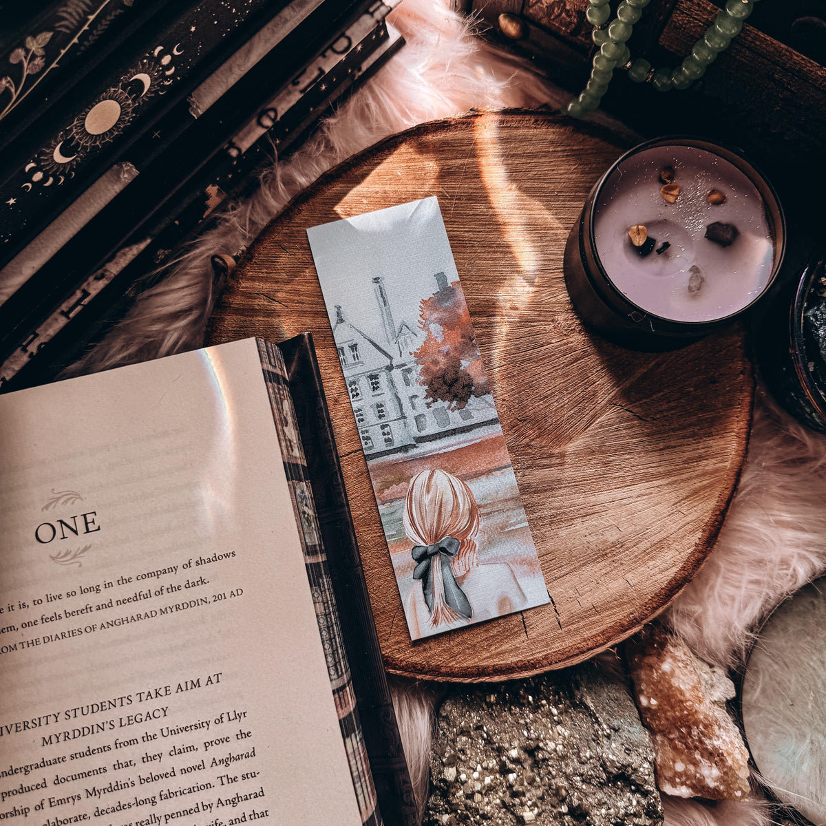 Dark Academia Watercolor Bookmark, Back to School Book Lover Gift, Gothic Cottagecore Reading Accessory, Library Aesthetic