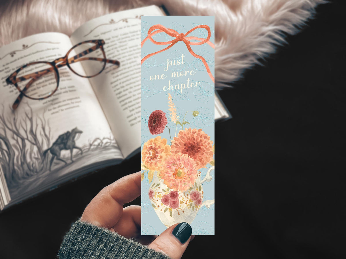 Just One More Chapter Bow Bookmark, Floral Autumn Girly Best Friend Gift, Soft Fall Watercolor