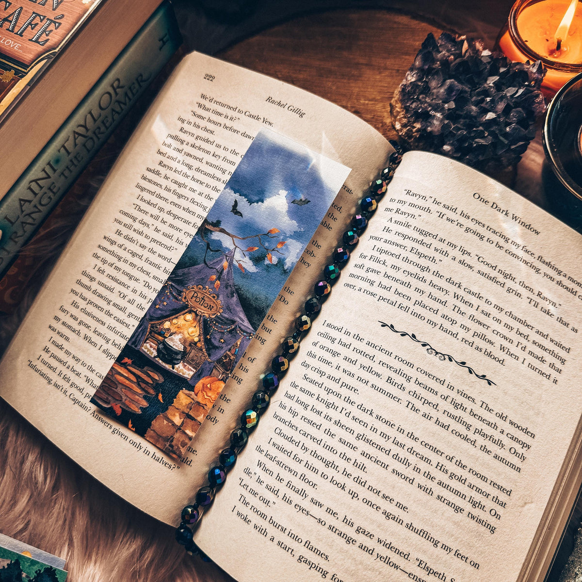 Creepy Potions Halloween Bookmark, Spooky Circus Fall Watercolor Gift for Readers, Scary Carnival Handmade Bookmark Set
