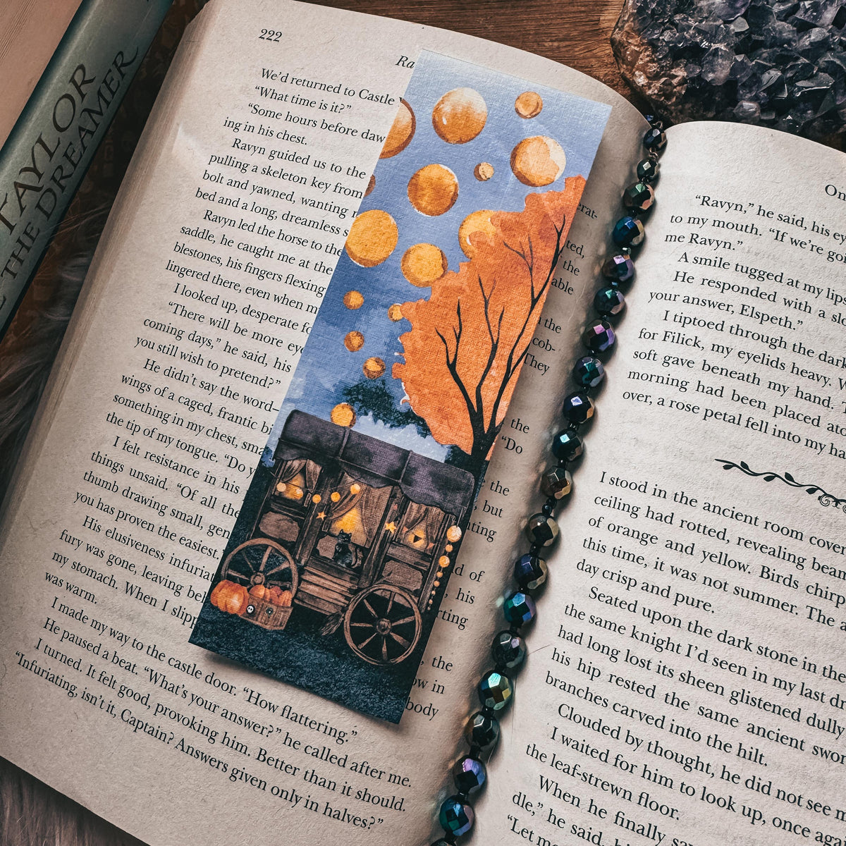Creepy Festival Halloween Bookmark, Spooky Cat Fall Watercolor Gift for Readers, Scary Circus Handmade Bookmark Set