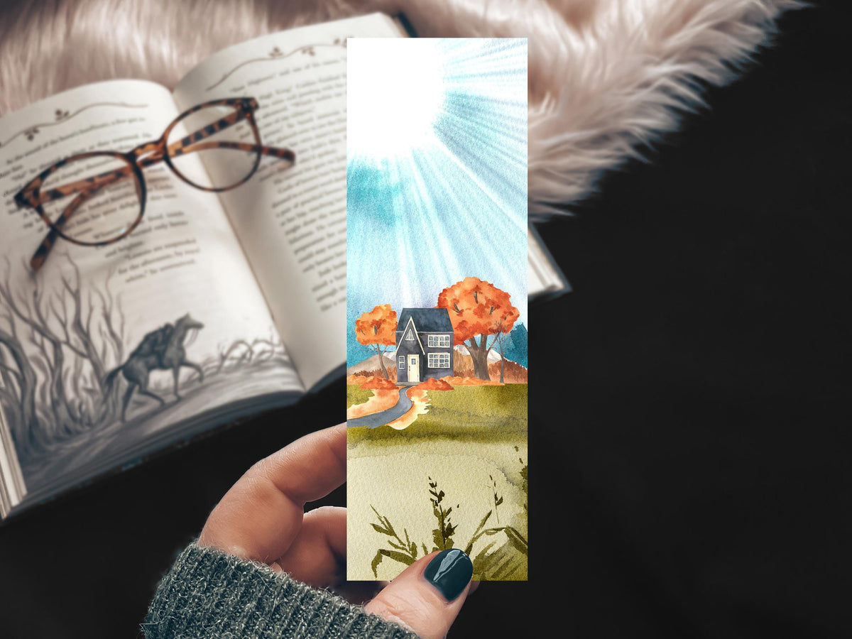 Fall Landscape Bookmark, Handmade Cottagecore Cozy Reader Gift