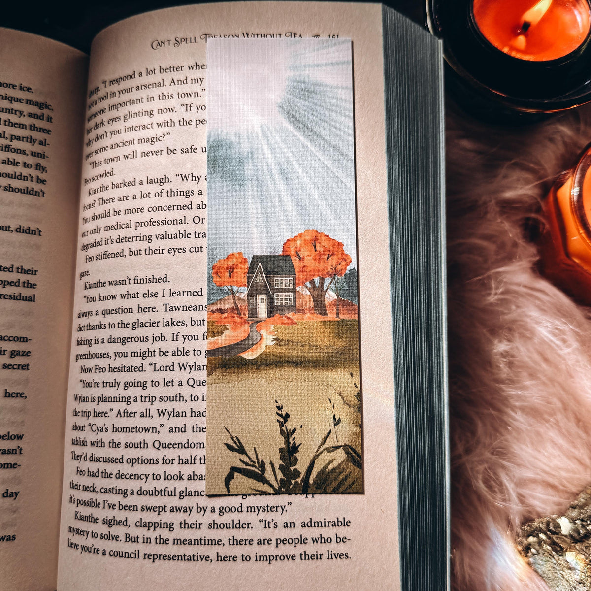 Fall Landscape Bookmark, Handmade Cottagecore Cozy Reader Gift