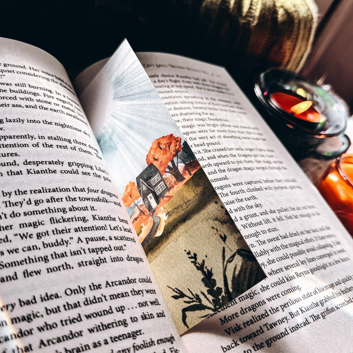 Fall Landscape Bookmark, Handmade Cottagecore Cozy Reader Gift
