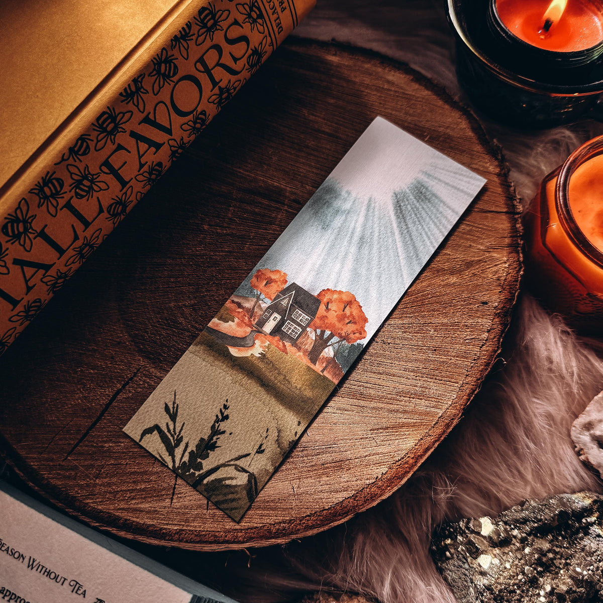 Fall Landscape Bookmark, Handmade Cottagecore Cozy Reader Gift