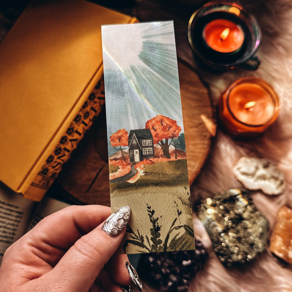 Fall Landscape Bookmark, Handmade Cottagecore Cozy Reader Gift