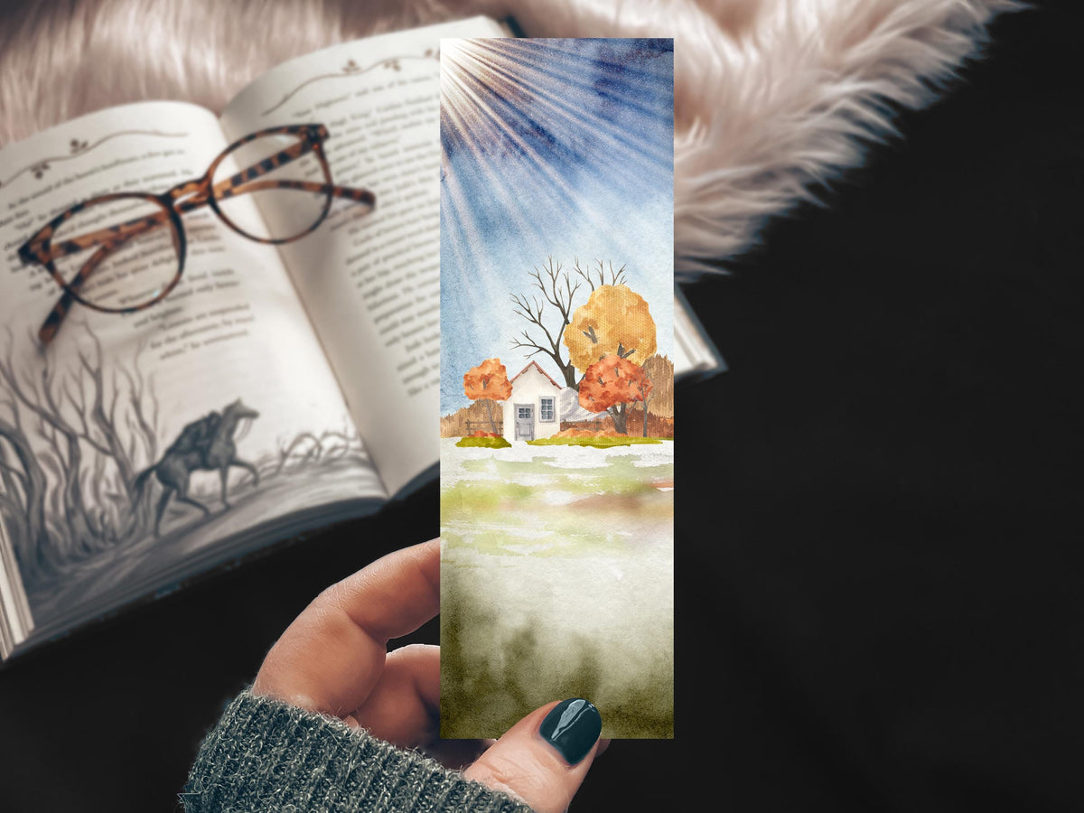 Fall Landscape Cozy Bookmark, Book Lover Gift for Cozy Season Book Club