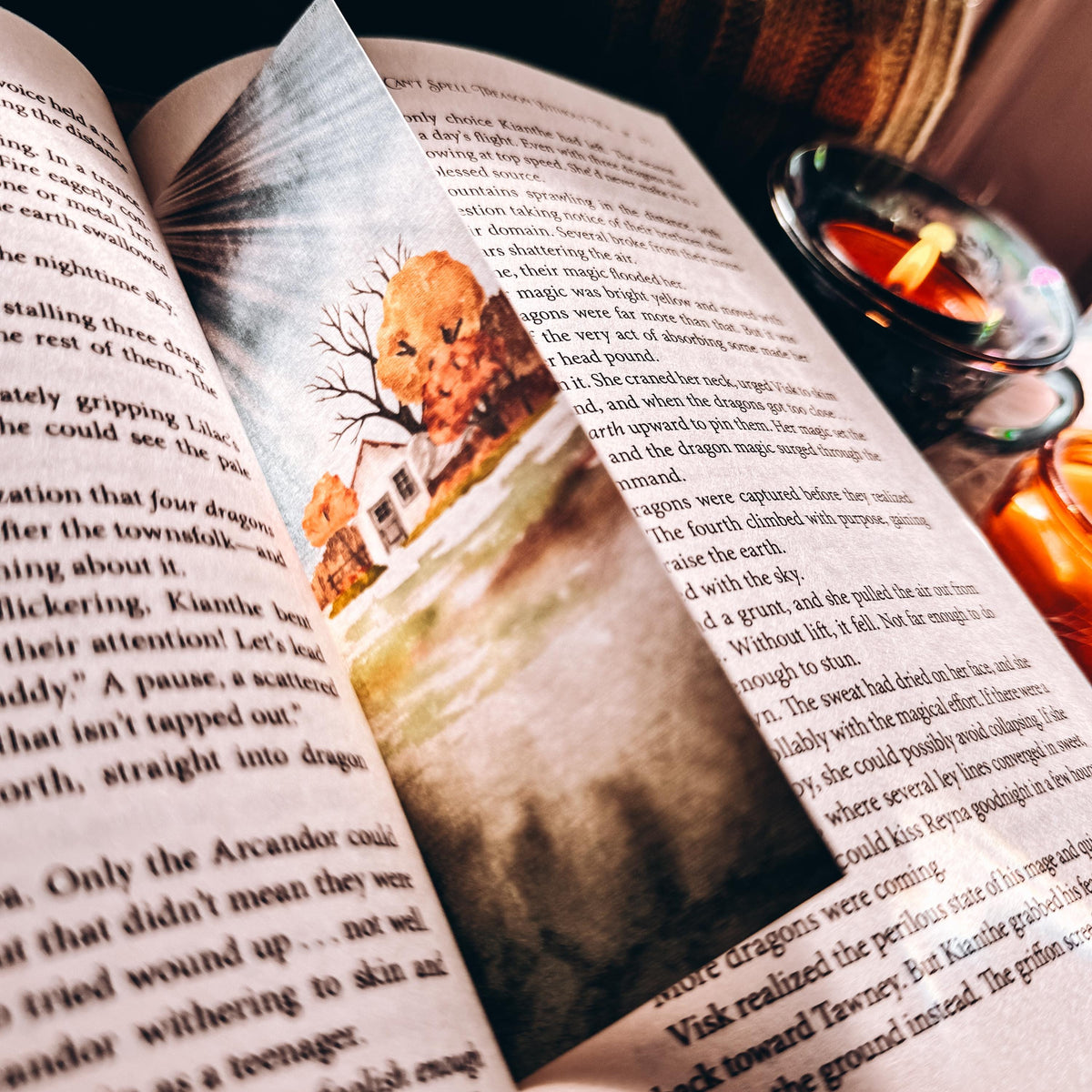 Fall Landscape Cozy Bookmark, Book Lover Gift for Cozy Season Book Club