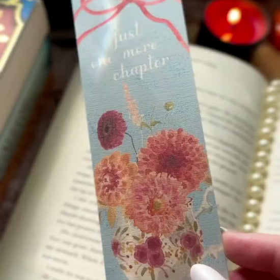 Just One More Chapter Bow Bookmark, Floral Autumn Girly Best Friend Gift, Soft Fall Watercolor