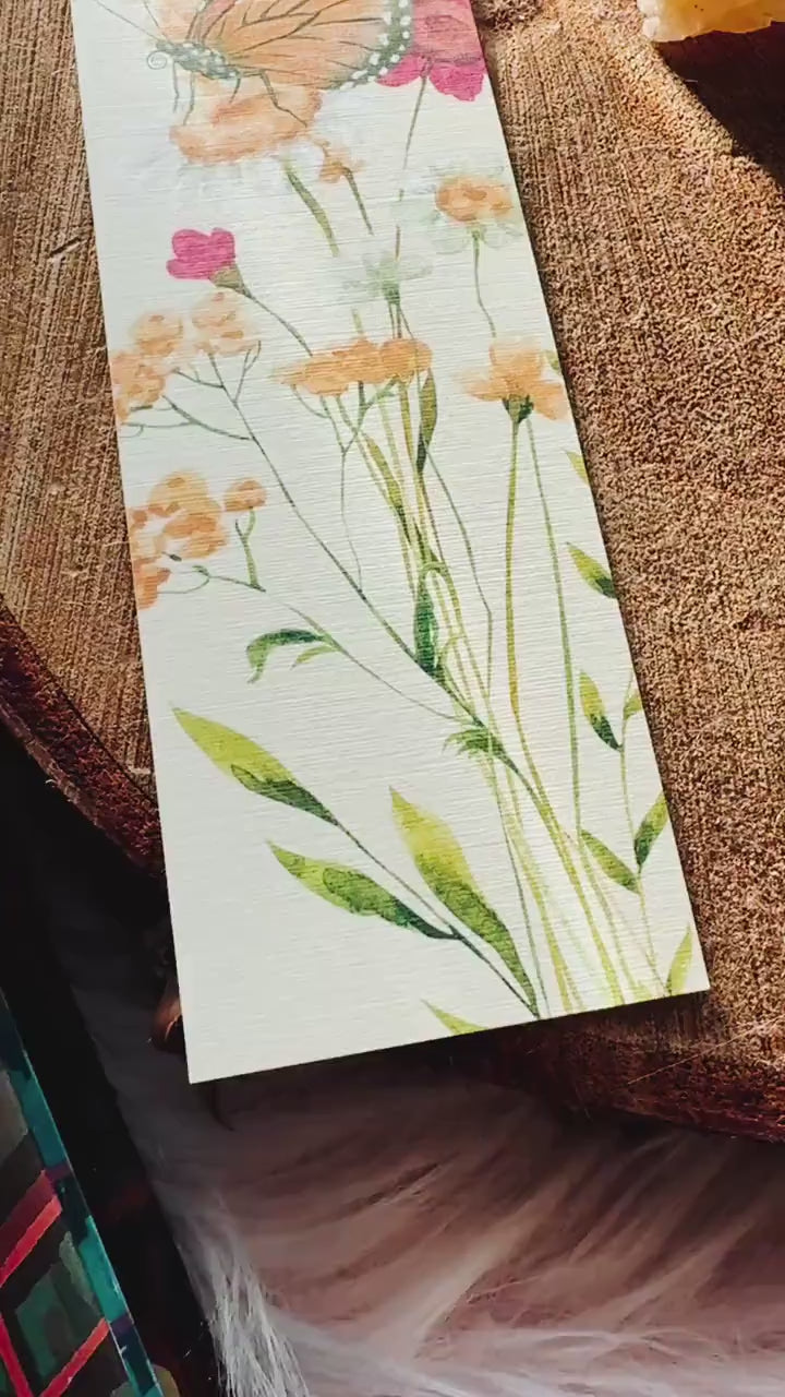 Monarch Butterfly Watercolor Bookmark Wildflowers Illustration, Botanical Bookmark Gift for Spring