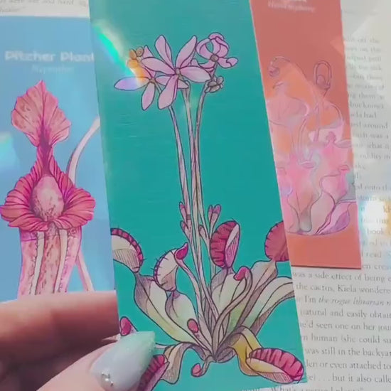 Venus Flytrap Handmade Bookmark, Carnivorous Plant Watercolor Gift for Reader, Exotic Plant Parent Set of Bookmarks