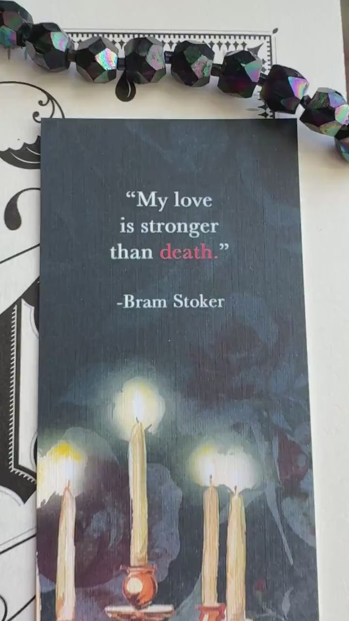 Bram Stoker's Dracula Quote Bookmark, Handmade Vampire Romance Classic Literature Book Lover Gift, Gothic Roses Print