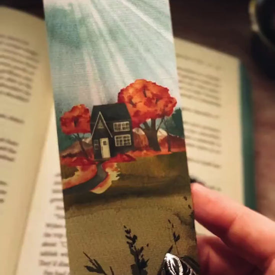 Fall Landscape Bookmark, Handmade Cottagecore Cozy Reader Gift