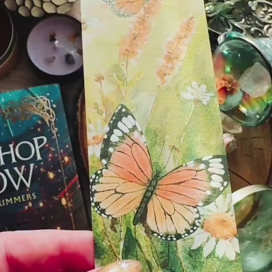 Floral Meadow Monarch Butterfly Handmade Bookmark, Cottagecore Spring Bookmark