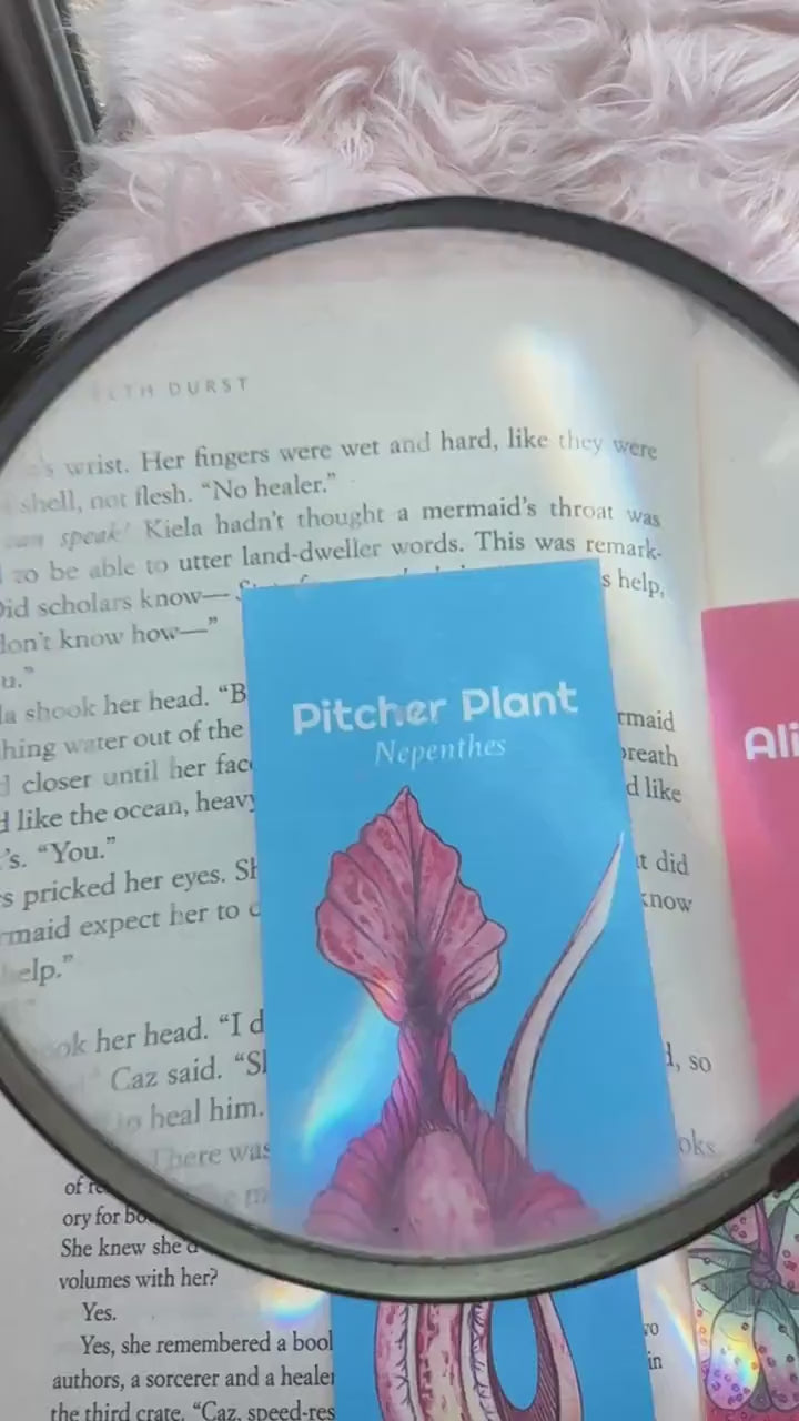 Pitcher Plant Handmade Bookmark, Carnivorous Plant Watercolor Gift for Reader, Exotic Plant Parent Set of Bookmarks