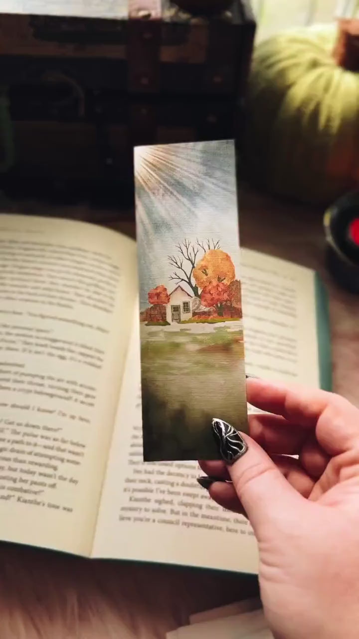 Fall Landscape Cozy Bookmark, Book Lover Gift for Cozy Season Book Club