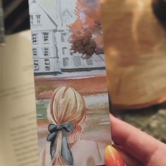Dark Academia Watercolor Bookmark, Back to School Book Lover Gift, Gothic Cottagecore Reading Accessory, Library Aesthetic